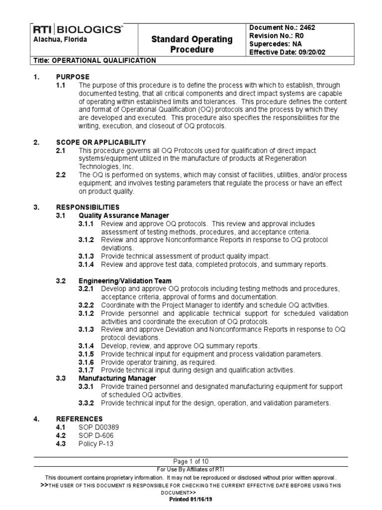 Operational Qualification Protocol Guide | PDF | Verification And ...