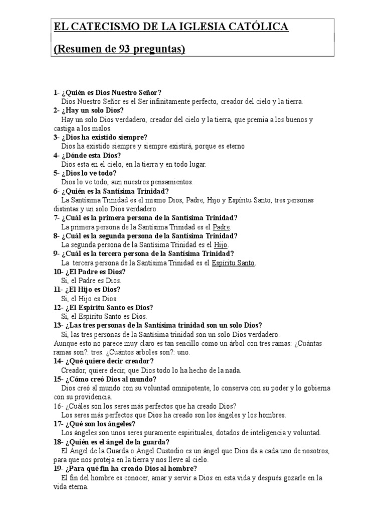 Catecismo de Las 93 Preguntas PDF eucaristía Bautismo