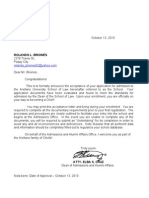 Formal Admission Letter Oct. 13, 2010 Briones