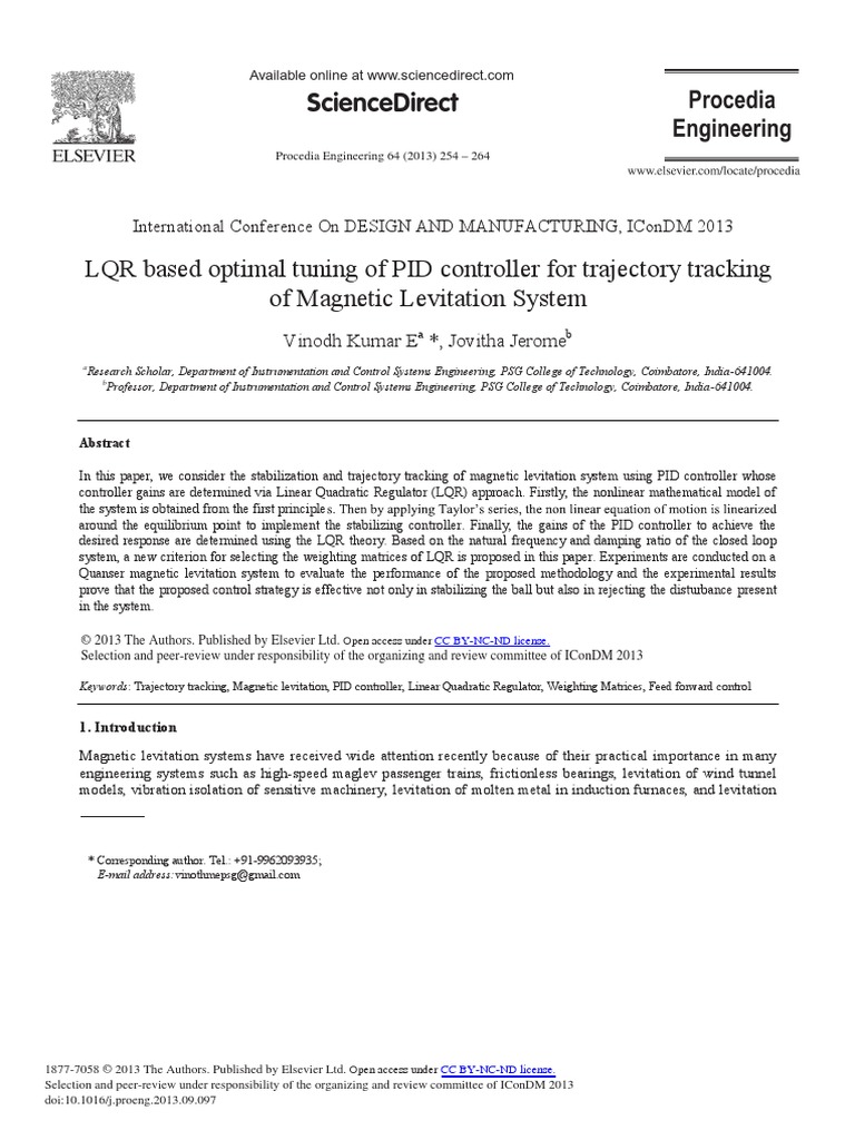 LQR Based Optimal Tuning of PID Controller For Tra PDF | PDF | Control ...