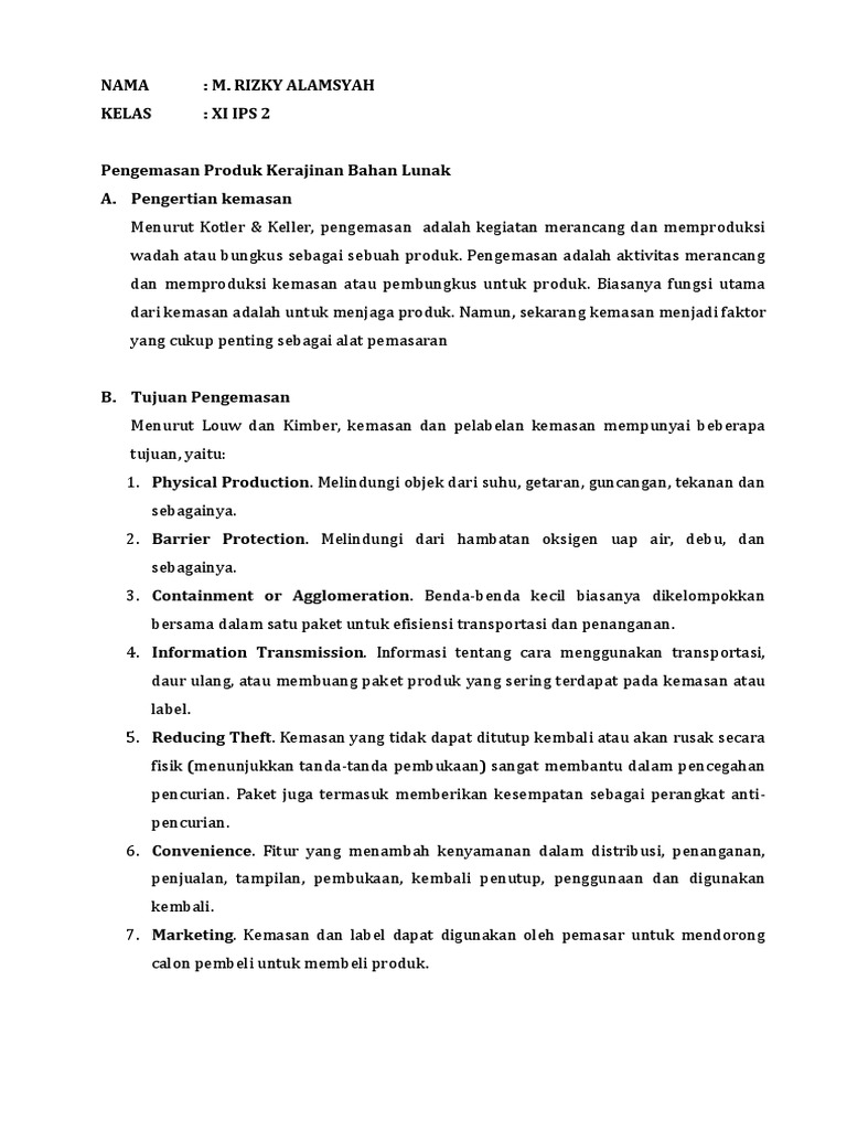 Tujuan Pengemasan Produk Kerajinan - Umi Soal