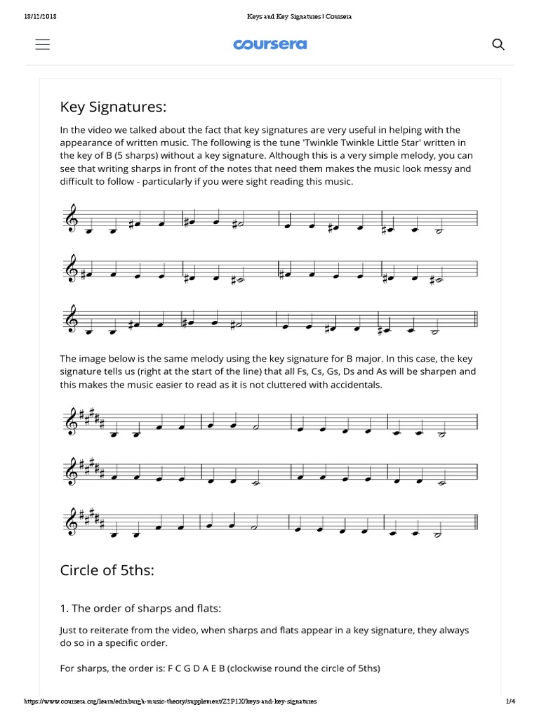 Keys and Key Signatures | PDF | Musical Notation | Notation