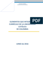 Elementos Que Integran El Currículo de La Universidad Católica de Colombia