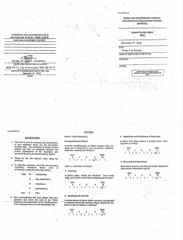 Evaluation Form 1-Fae | PDF