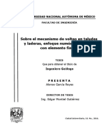 Sobre El Mecanismo de Volteo en Taludes y Laderas, Enfoque Numérico Aplicado Con Elemento Finito