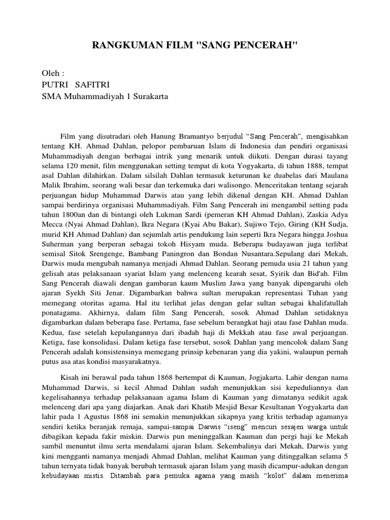 Rangkuman Film Sang Pencerah