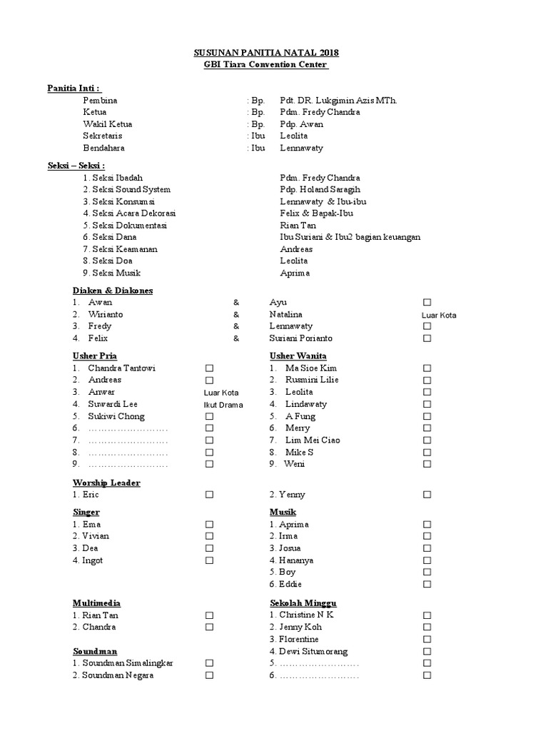Contoh Rundown Acara Natal Sekolah Minggu Pembuka Awal