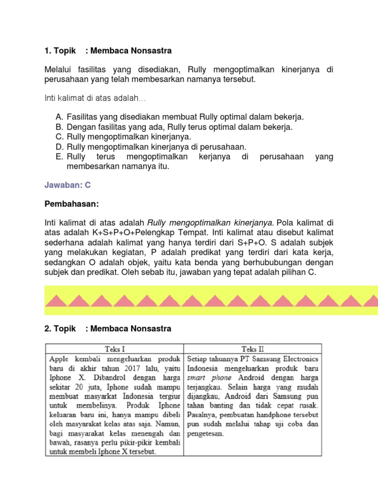 Soal Bahasa Indonesia | PDF | Karier & Perkembangan | Seni & Disiplin ...