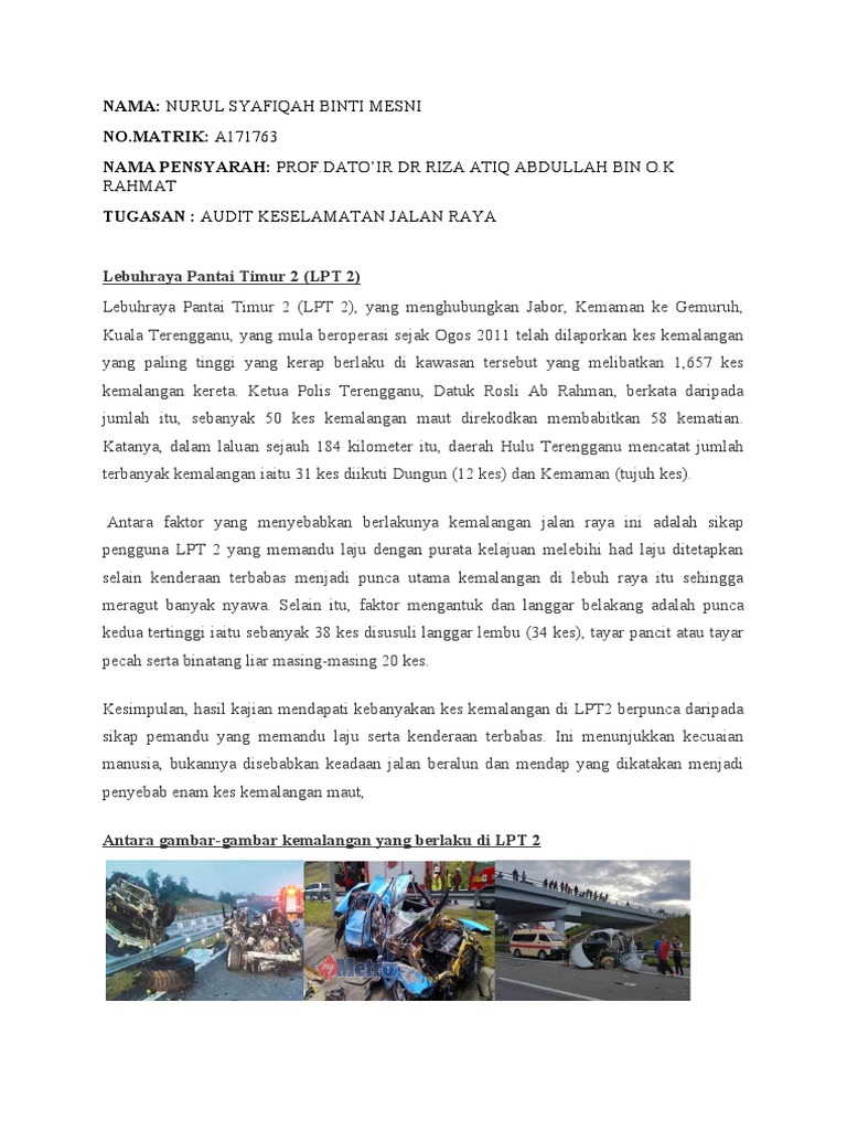 Laporan Tugasan Audit Keselamatan Jalan Raya Pdf