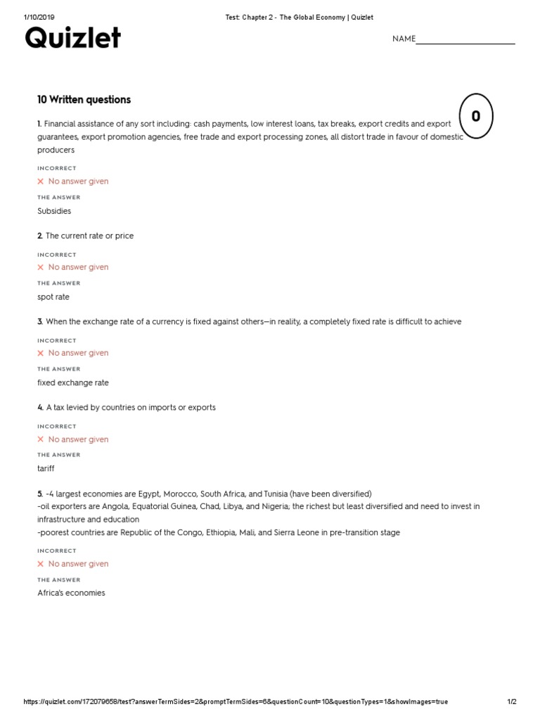 2 Writing Test Chapter 2 The Global Economy Quizlet Solution
