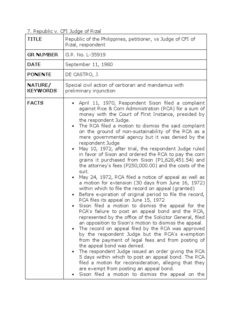 Exemption from Legal Fees and Appeal Bonds The Rice and Corn