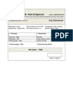 Swastik Auto & Agencies: Pay Statement