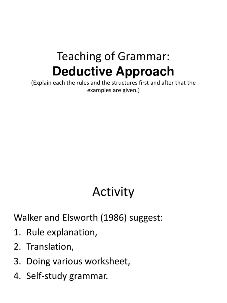 Deductive Grammar Teaching for Pupils | PDF | Language Arts ...