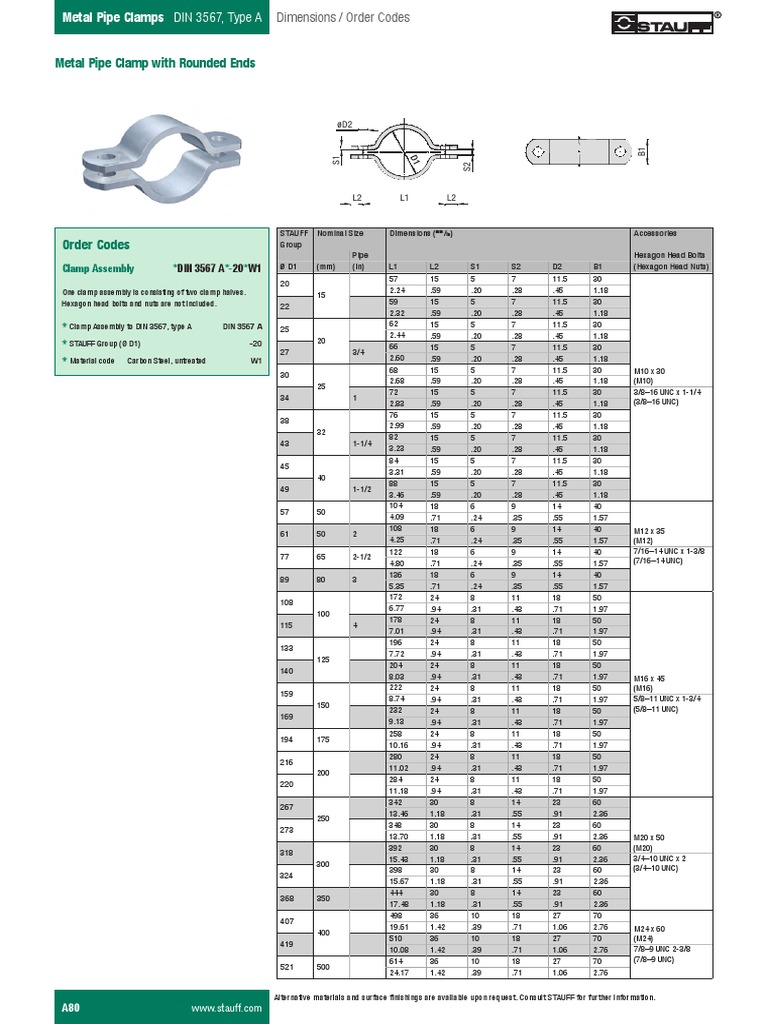 DIN 3567 Clamps Metal Clamps EN PDF PDF Pipe (Fluid Conveyance