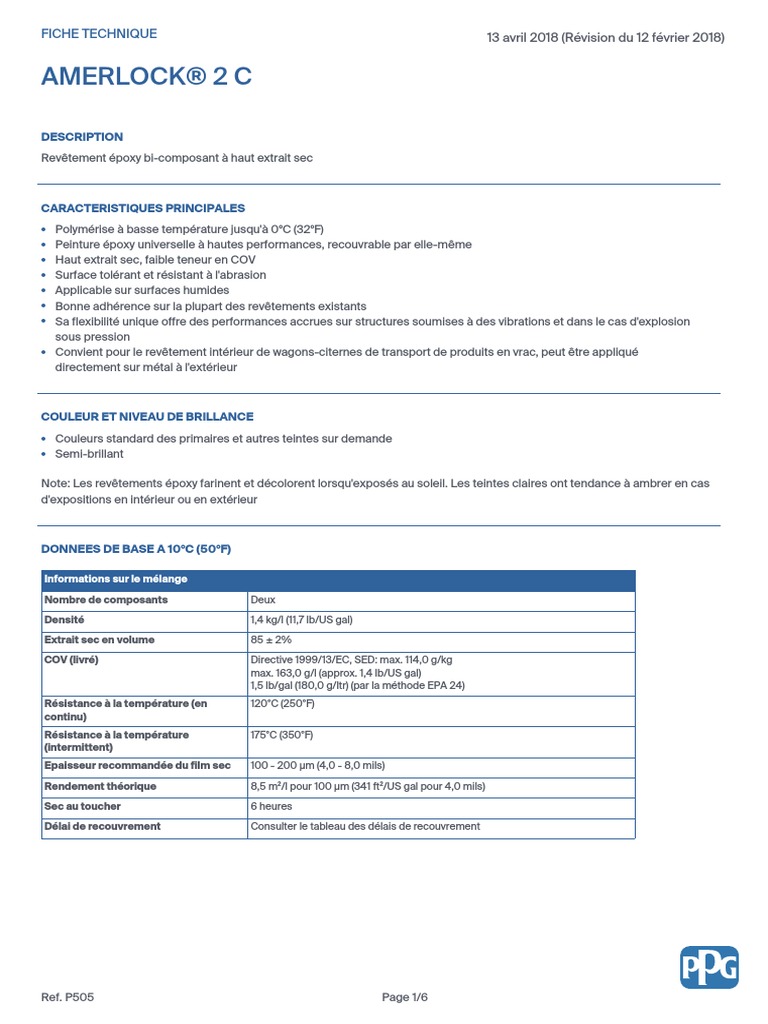 Fiche Technique Amerlock 2 C | PDF | Chimie | Matériaux