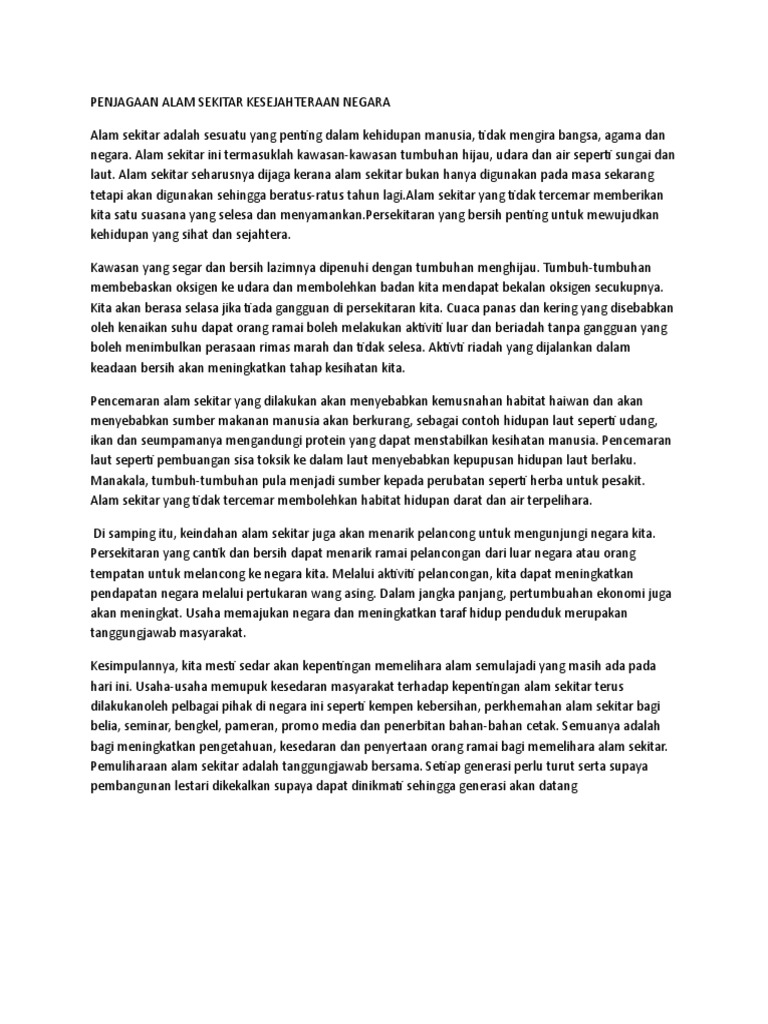 Karangan Menghargai Alam Sekitar Pdf