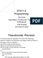 DT211-2 Programming: Revision Algorithms, Pseudocode Top-Down Refinement With Looping