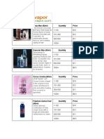 Vape E-Liquid Flavors and Prices List