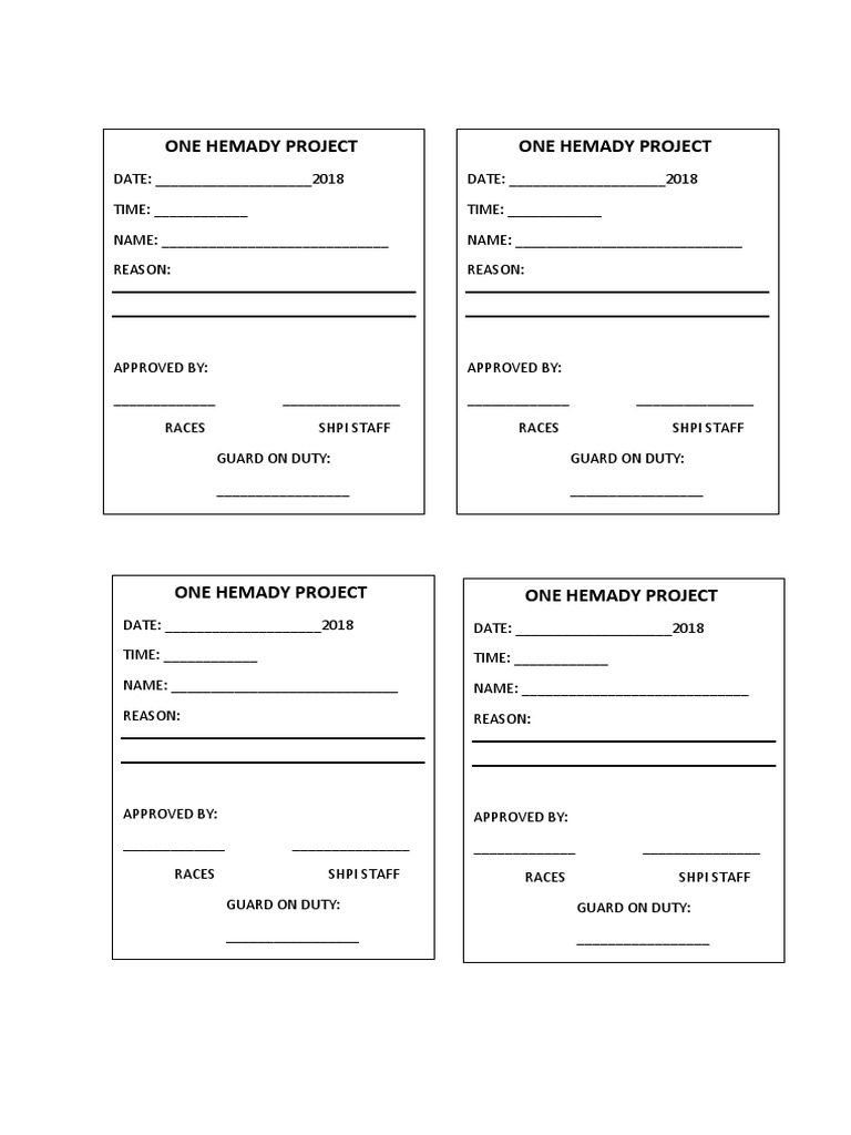 Gate Pass Form PDF