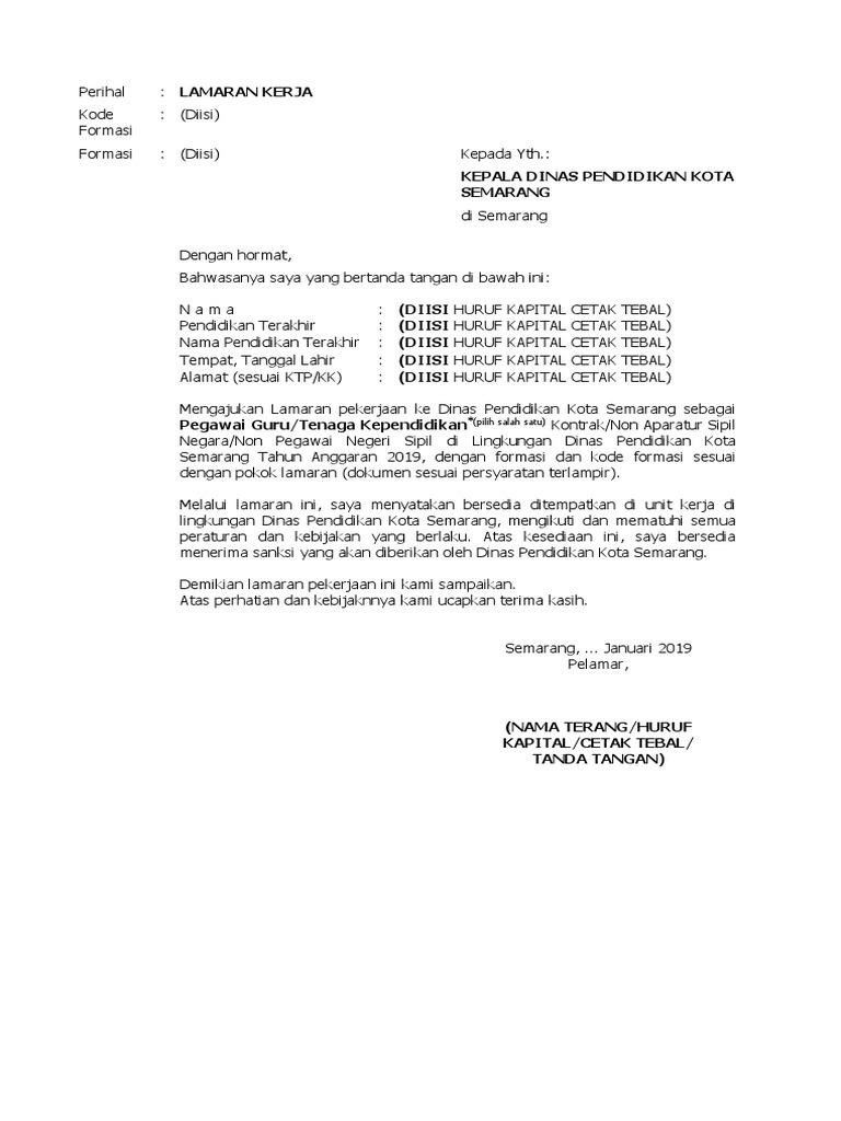 Download 67+ Contoh Surat Surat Lamaran Kerja Non Pns Gratis Terbaru