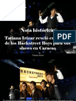 Tatiana Irizar - Nota Histórica, Tatiana Irizar Reveló Exigencias de Los Backstreet Boys Para Sus Shows en Caracas