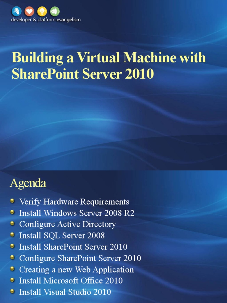 Setup SharePoint Server 2010 VM Guide | PDF | Windows Server 2008 | Hyper V