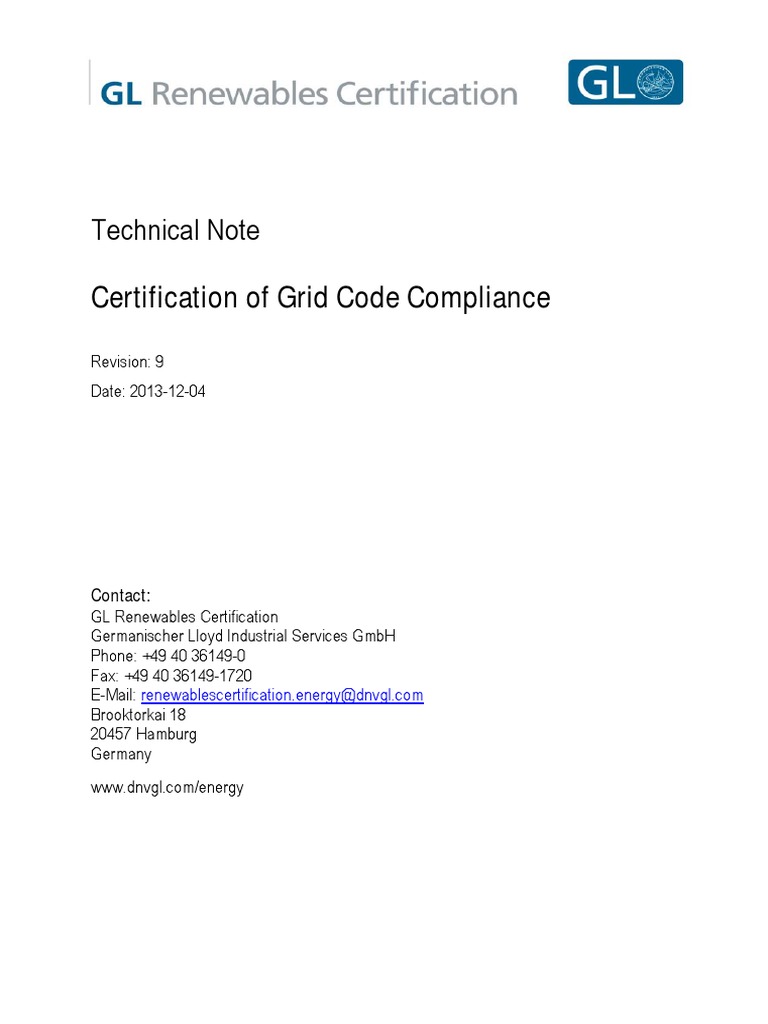 Grid Code Compliance Certification Guide | PDF | Wind Power ...