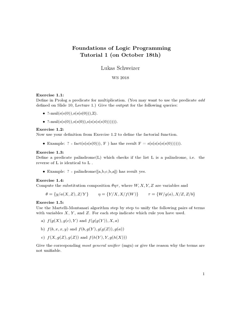 Logic Programming Exercises and Tutorial | PDF
