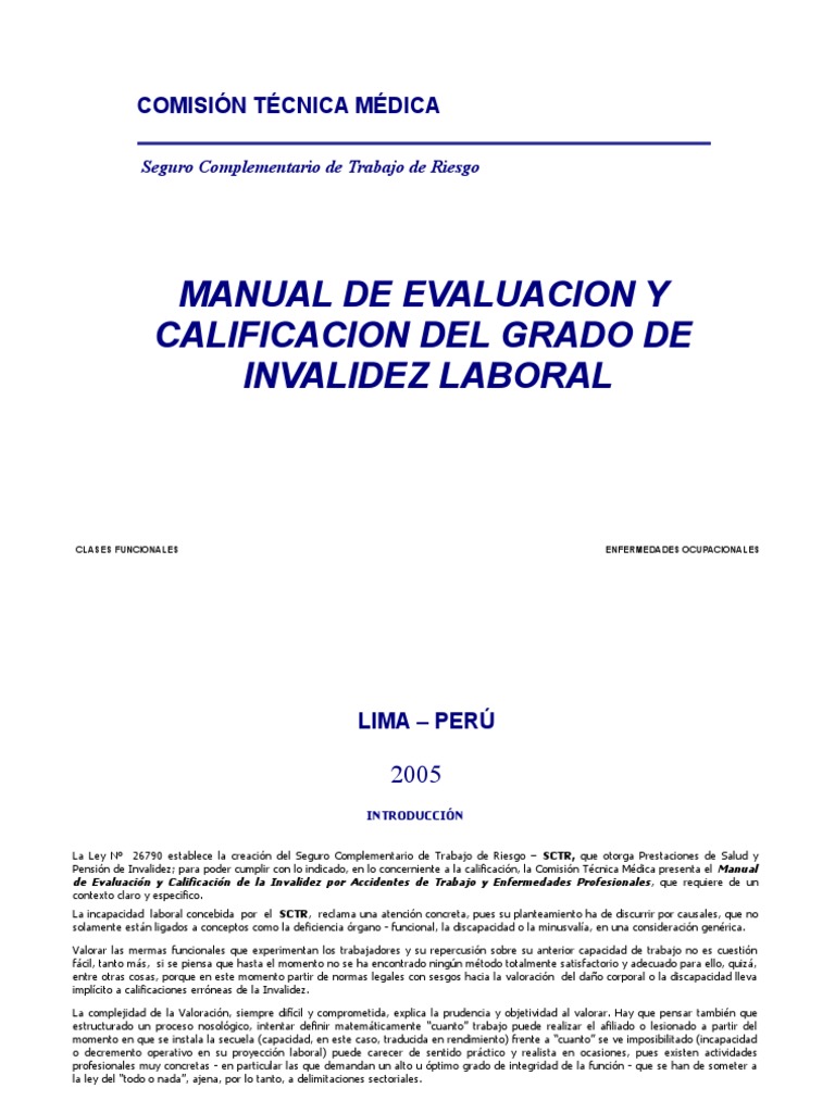 Manual de Evaluación de Invalidez Laboral | PDF | Invalidez ...