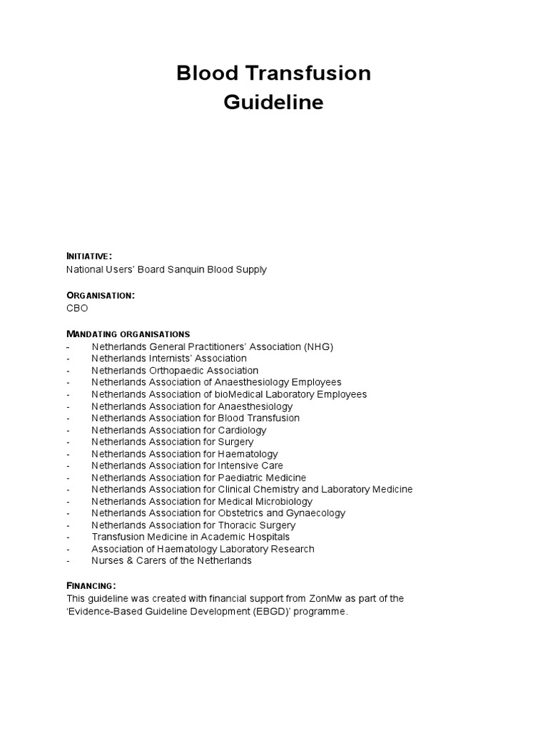 Blood Transfusion Guideline PDF PDF