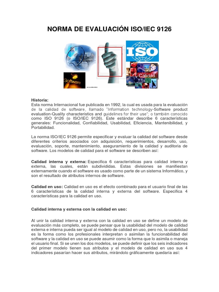 Resuemn Norma de Evaluación Iso 9126 | PDF | Usabilidad | Software