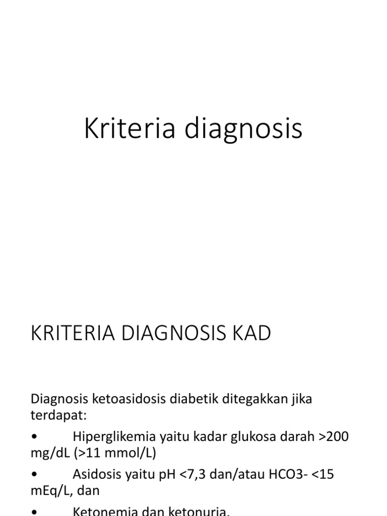 Kriteria Diagnosis KAD DMT1 | PDF | Kesehatan Holistik | Sains & Matematika
