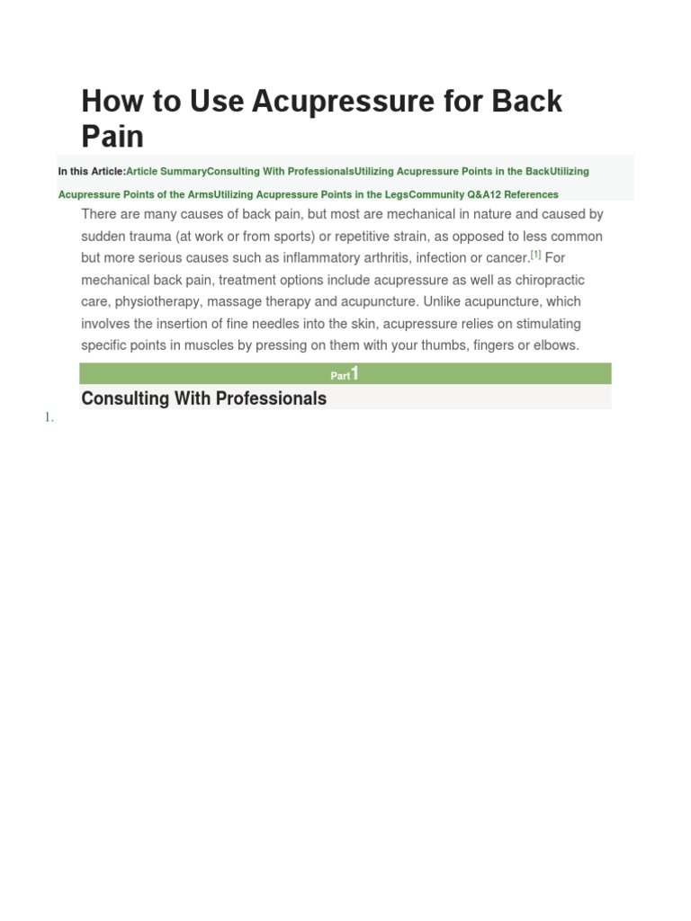 Relieving Back Pain Through Acupressure An Overview of Effective