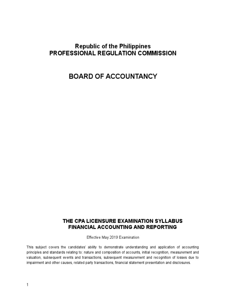 Cpale Cpa Exam Syllabi 2019 | PDF | Internal Control | Audit