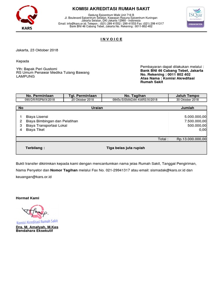 Invoice Sismadak Rs Umum Penawar Medika