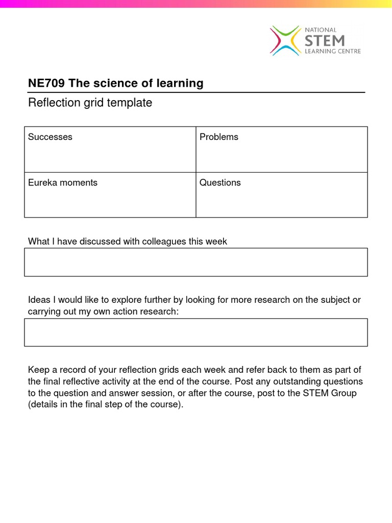 Weekly STEM Reflection Grid Template | PDF | Inquiry | Research Methods