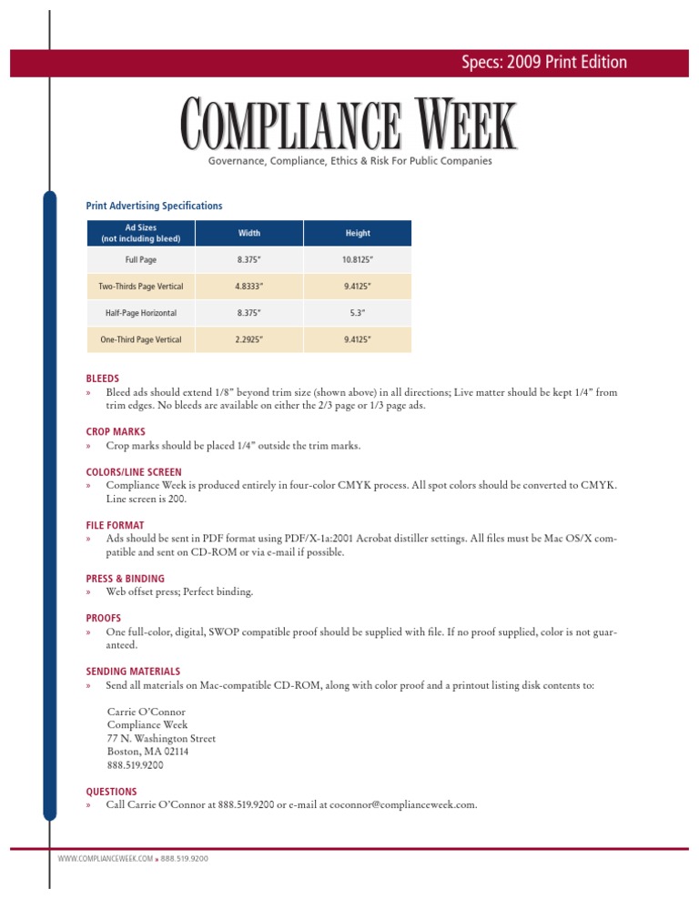Governance & Compliance Ad Specs 2009 | PDF | Computers