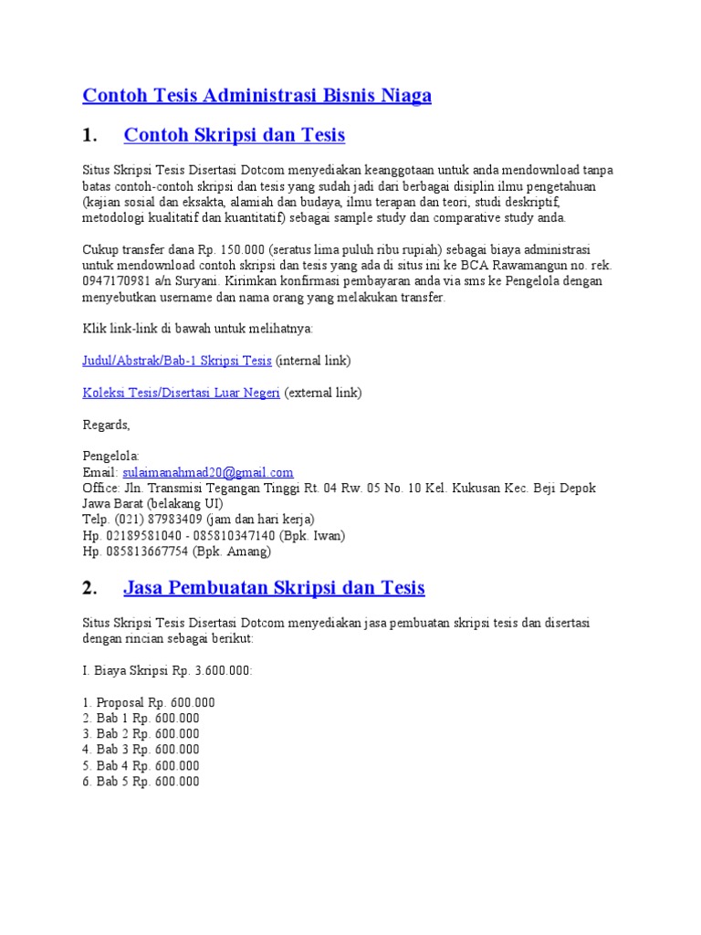 Tesis Administrasi Bisnis Niaga