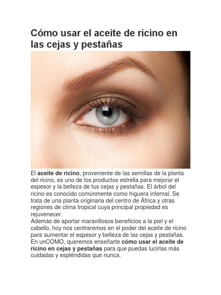 Cómo Usar El Aceite de Ricino en Las Cejas y Pestañas | PDF | Aceite de ...