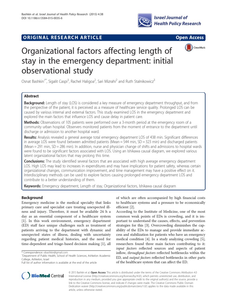 Organizational Factors Affecting Length of Stay in The Emergency ...