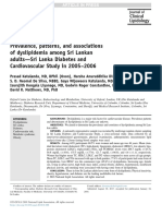 Prevalence, Patterns, and Associations of Dyslipidemia Among Sri Lankan Adults-Sri Lanka Diabetes and Cardiovascular Study in 2005-2006