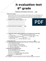 English Evaluation Test 6th Grade