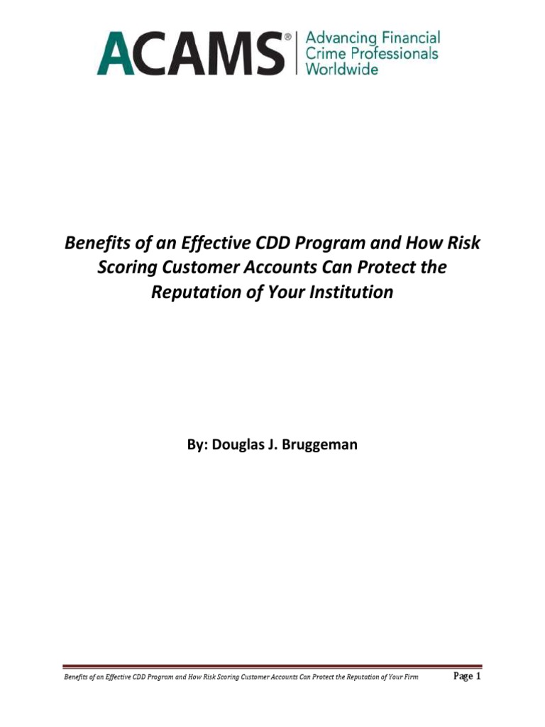 CDD Program Benefits and Risk Scoring | PDF | Money Laundering | Risk