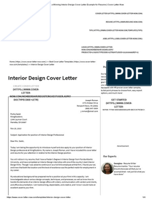 Write A Winning Interior Design Cover Letter Example For