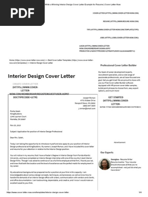 Write A Winning Interior Design Cover Letter Example For