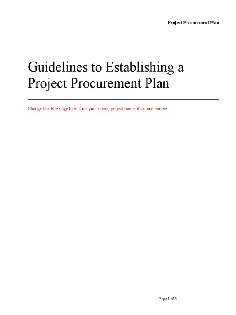 Project Procurement Plan Overview | PDF | Procurement | Request For ...