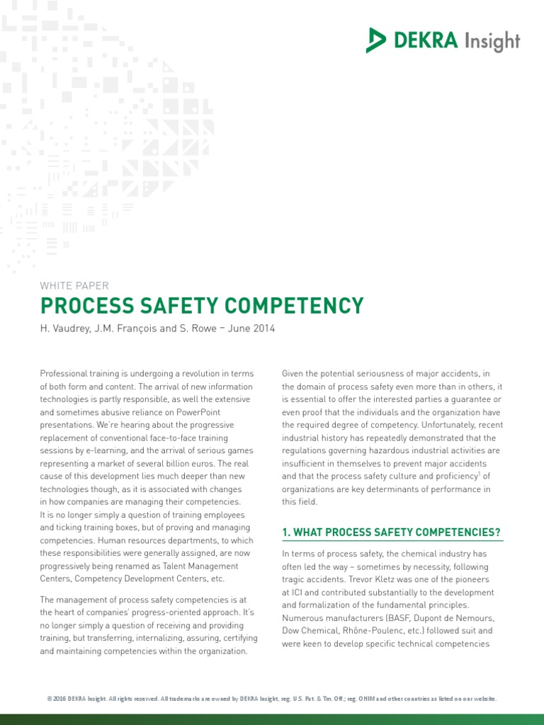 WP Process Safety Competency Us | PDF | Risk Assessment | Safety