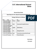 Revised Date Sheet Date Sheet For Pre - Board-2 Examination (2018-19) Timing: 9:30 Am To 12:30 PM