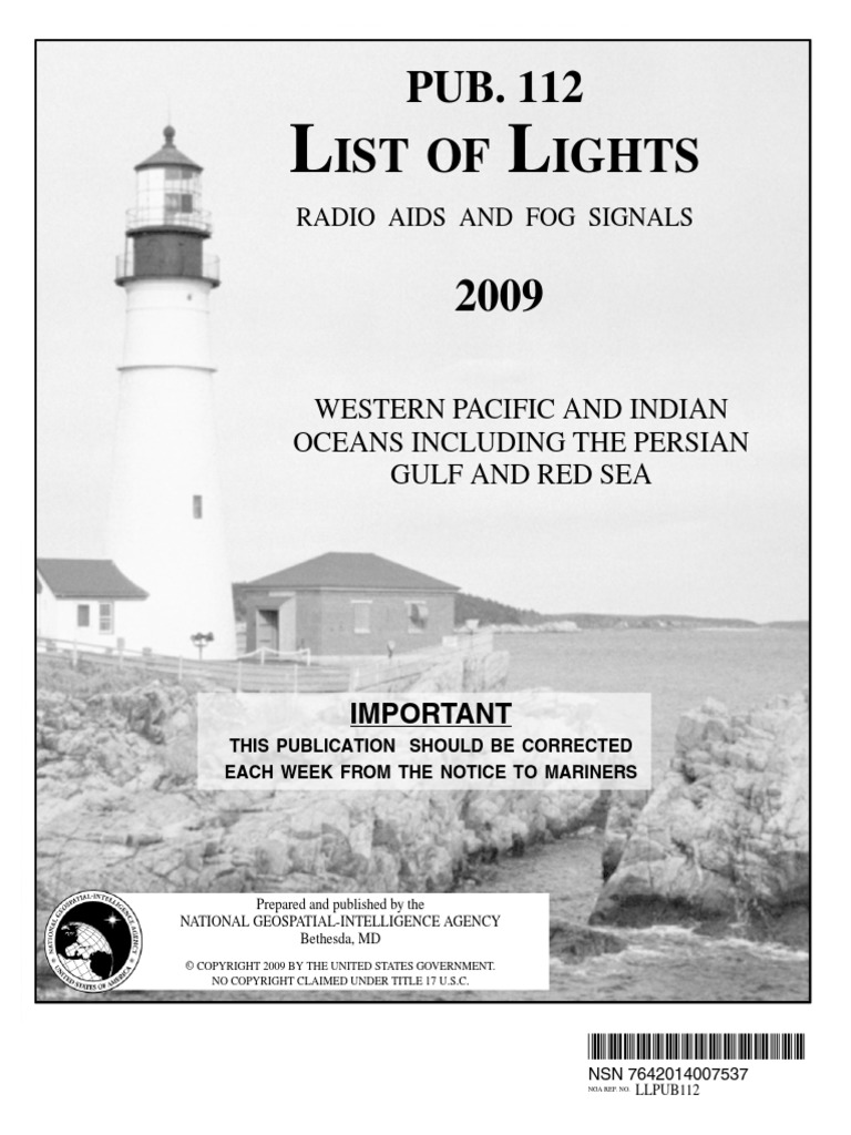Pub 112 List Of Lights Western Pacific And Indian Oceans Including Persian Gulf And Red Sea 2009 Pdf Navigation Geography