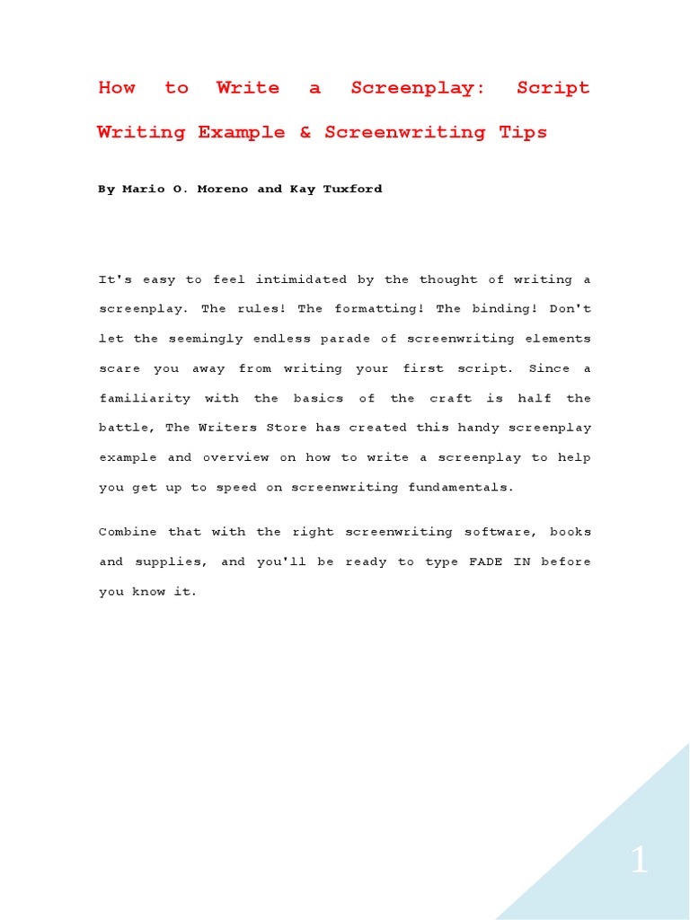 How To Write A Screenplay | PDF | Screenplay | Filmmaking